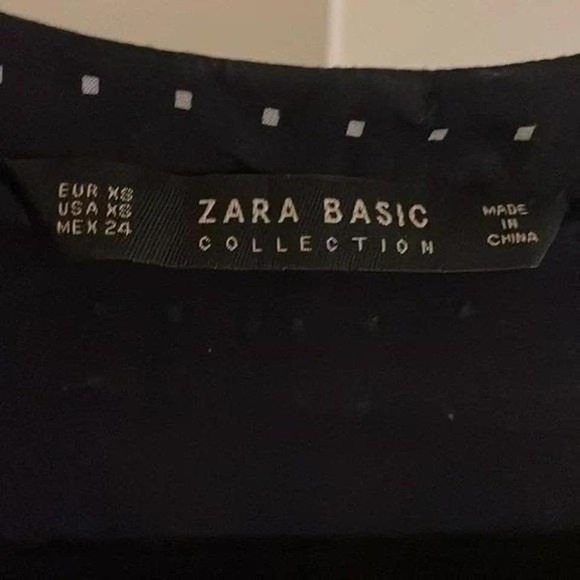 Zara Black White Polka Dot Long Sleeve V Neck Button Up Blouse Top XS - Picture 4 of 5